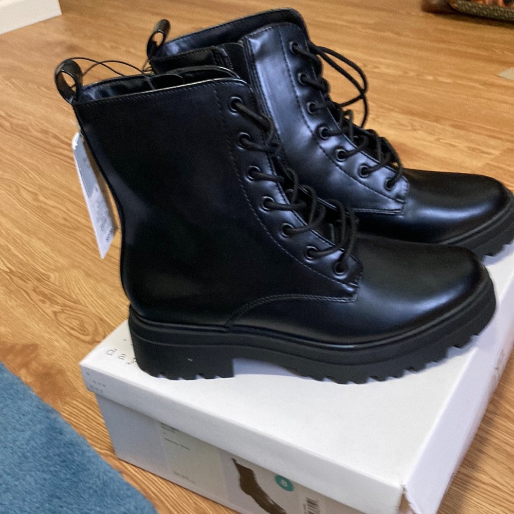 NWT A New Day Target Black Leather Like Boots Size 8